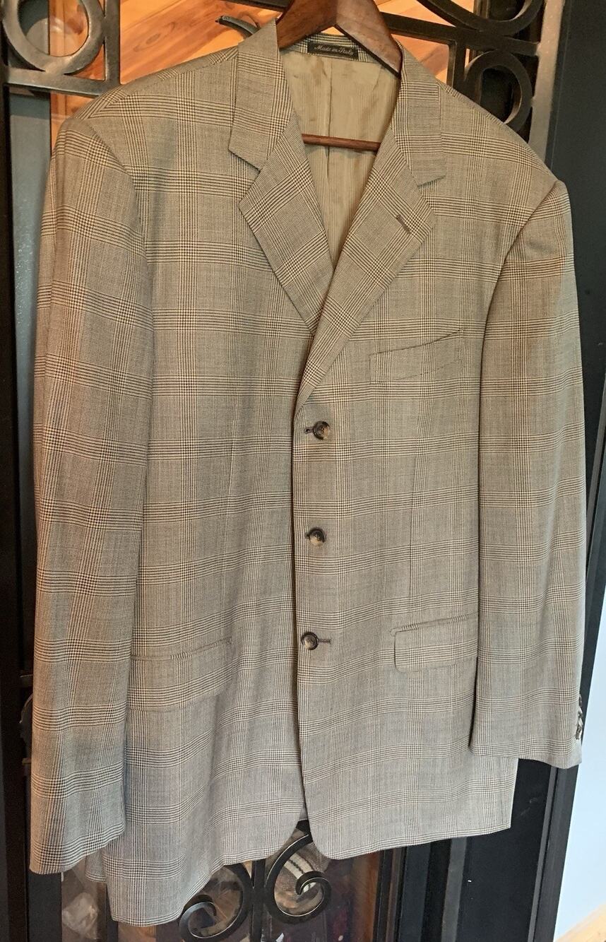Pal Zileri Loro Piana Sport Coat Blazer US 48L (58L EU) Wool Silk Plaid VTG